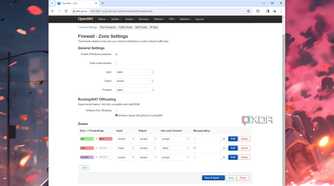 The General Settings tab of the OpenWrt firewall settings page
