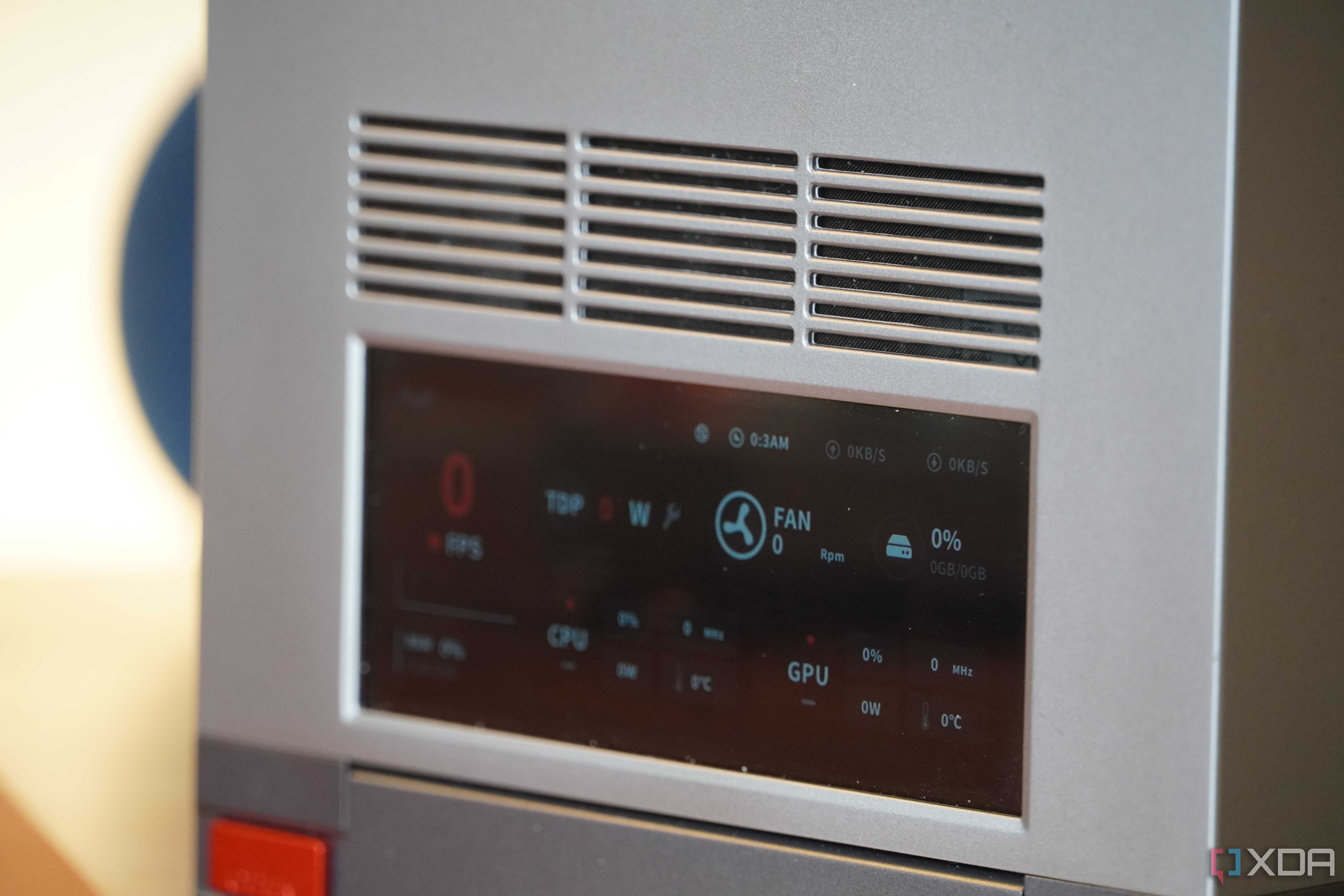 The small touchscreen on the Ayaneo Mini PC AM02.