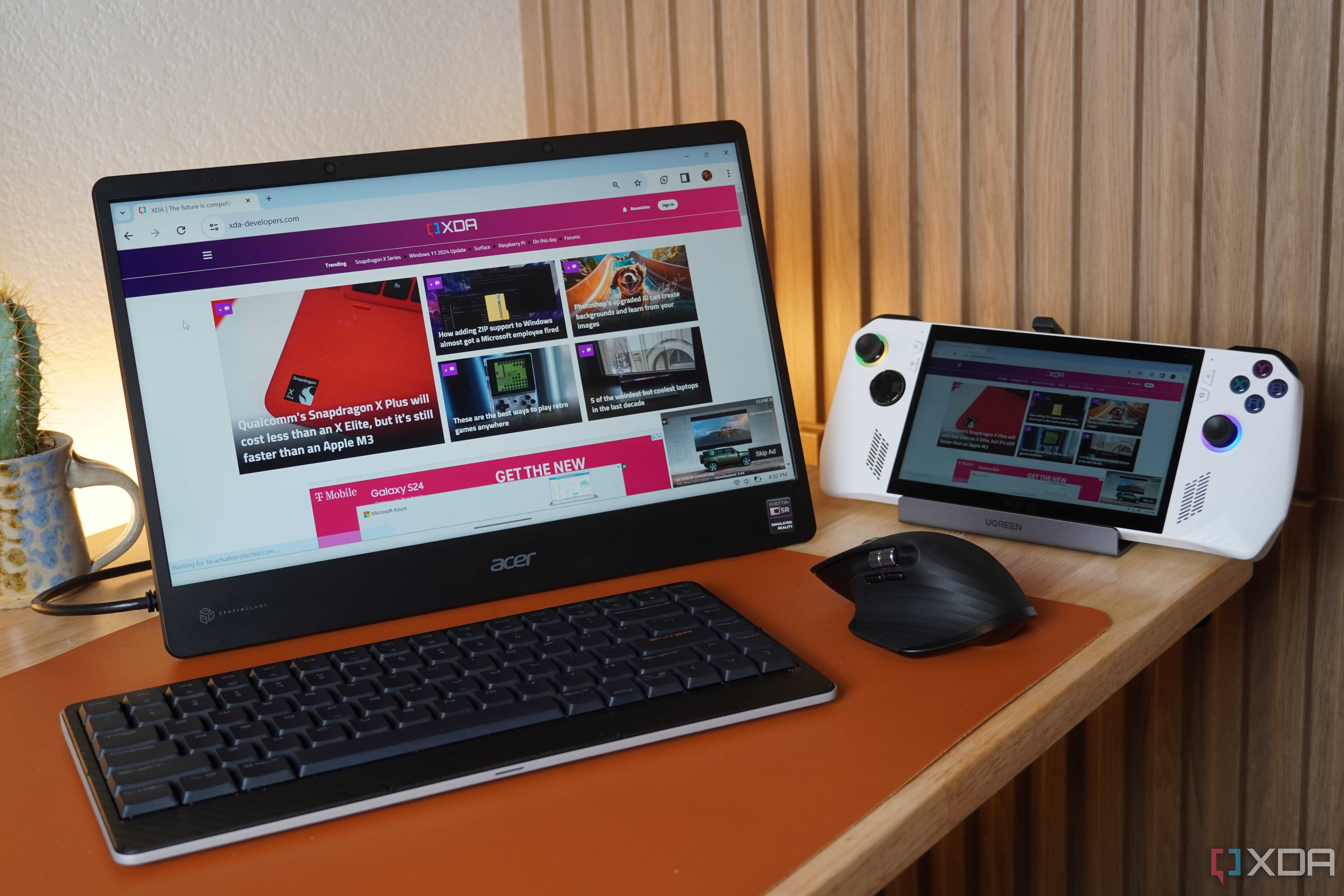 PC gaming handheld being used with external monitor.