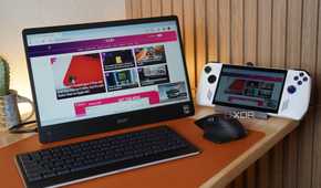 PC gaming handheld being used with external monitor.