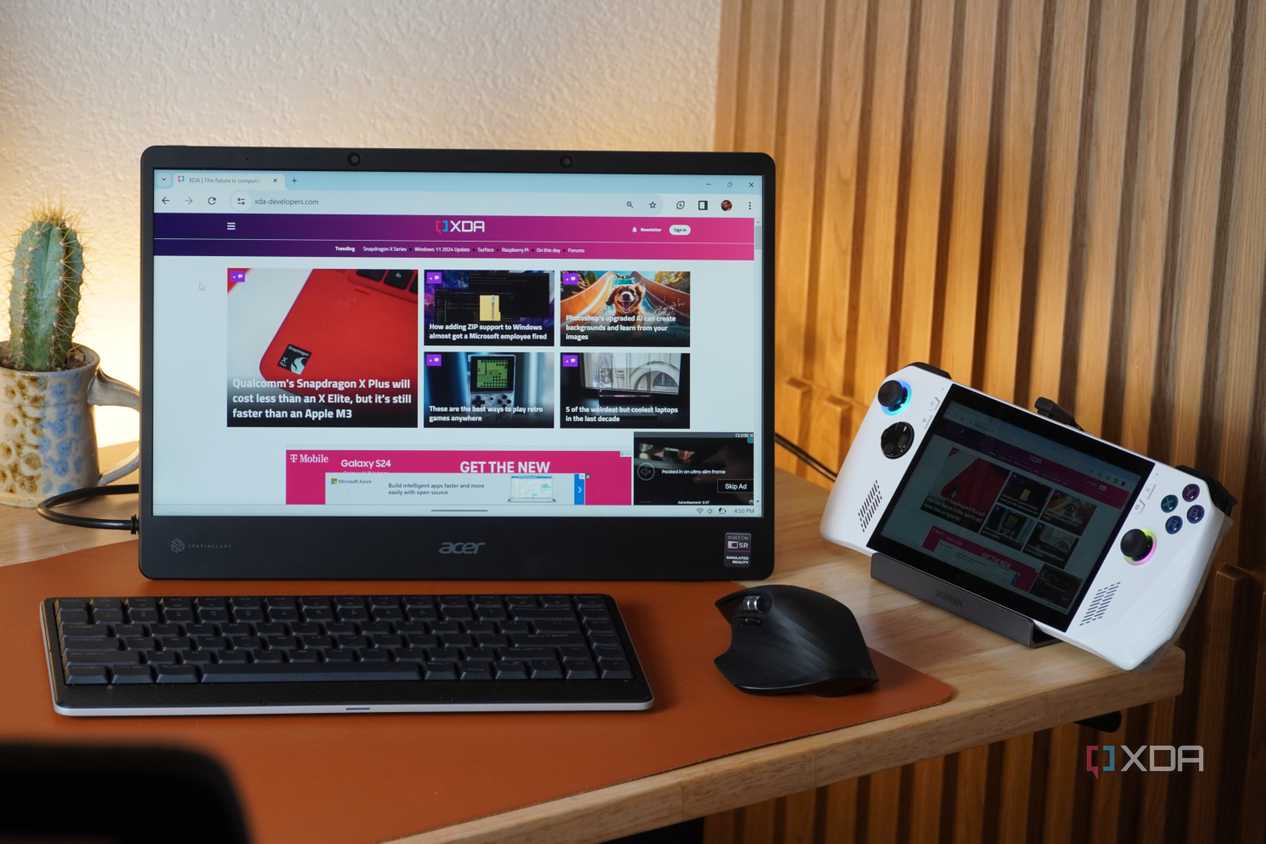 An ROG Ally connected to an external monitor.