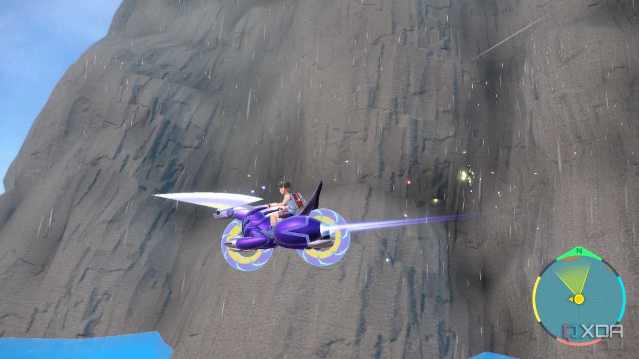 Screenshot of Pokémon Violet showing a cliff in the background