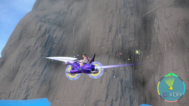Screenshot of Pokémon Violet showing a cliff in the background