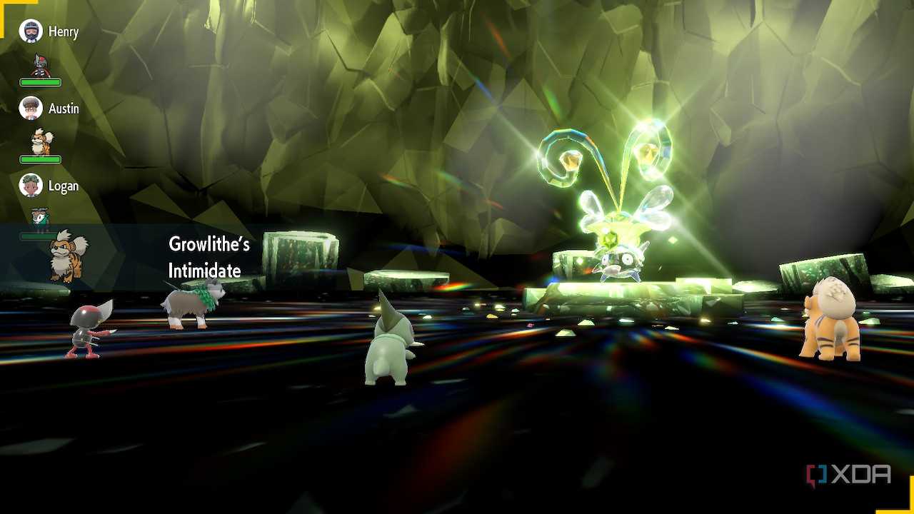Screenshot of Pokémon Violet during a Tera Raid Battle