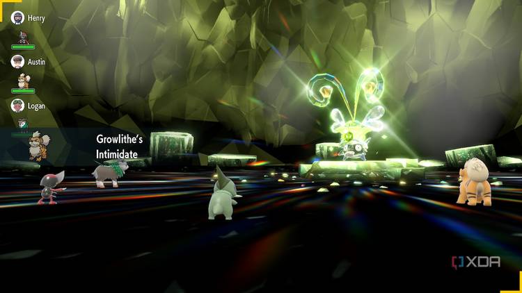 Screenshot of Pokémon Violet during a Tera Raid Battle