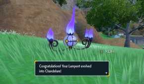 Screenshot of Pokémon Violet showing the model for Chandelure