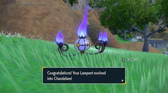 Screenshot of Pokémon Violet showing the model for Chandelure