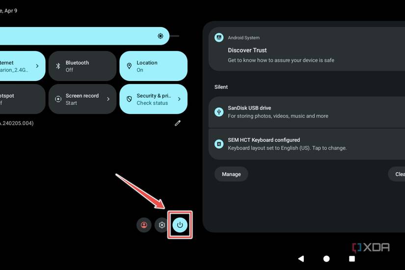 The Power button in LineageOS