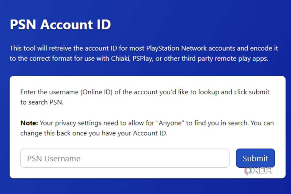 A screenshot showing the highlighted PSN Username text box.