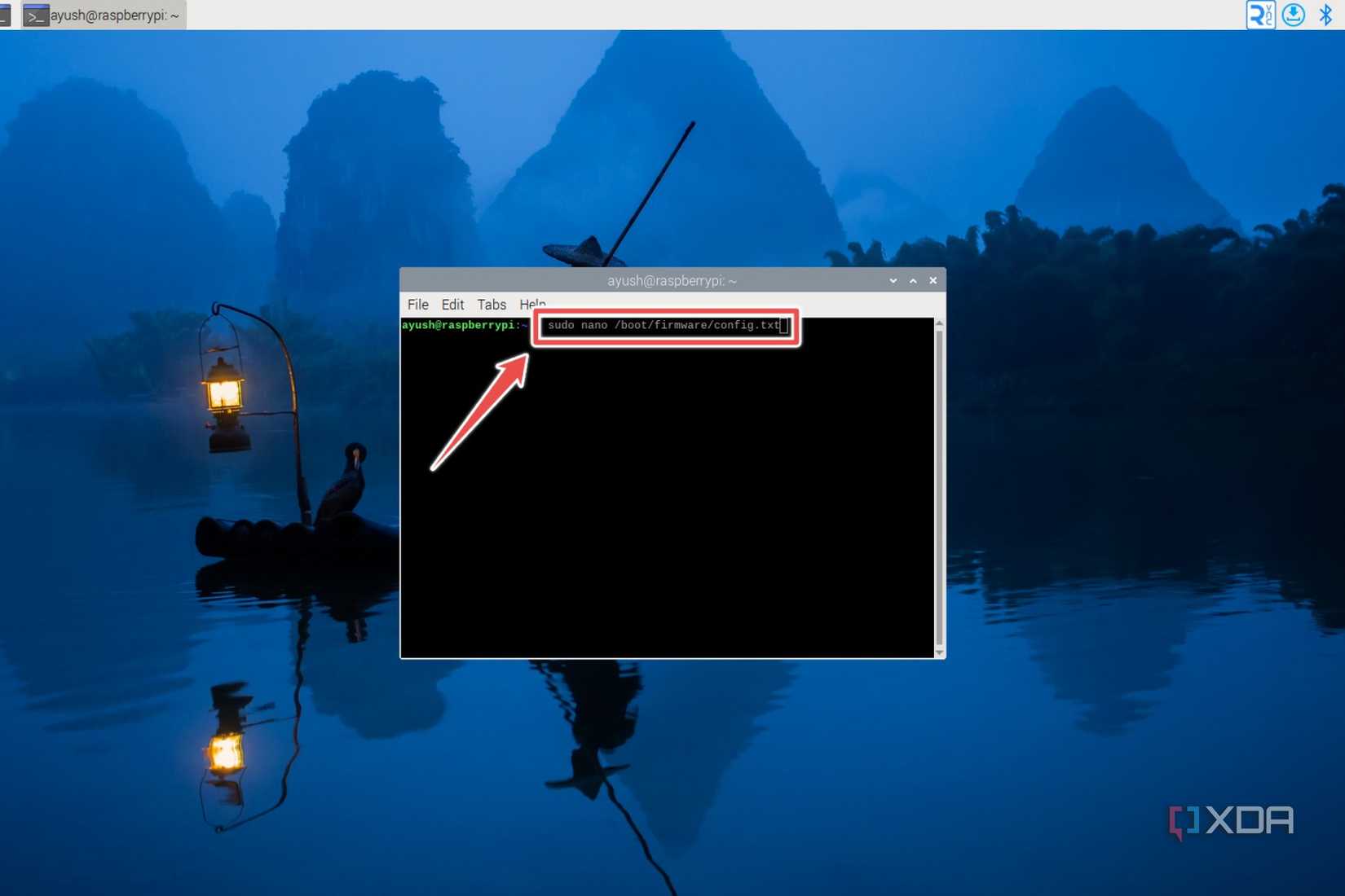 The command to open the config.txt file