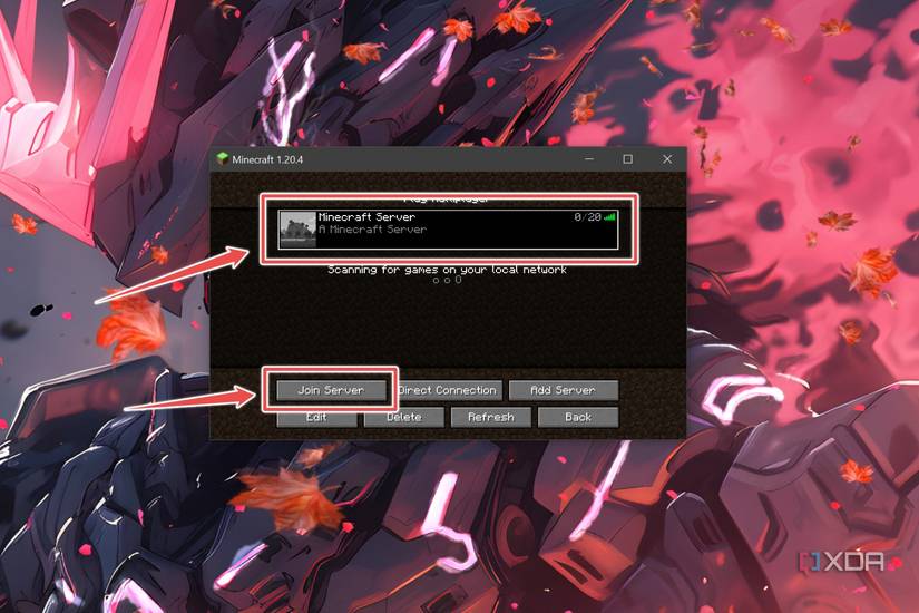 The procedure to join a Minecraft server