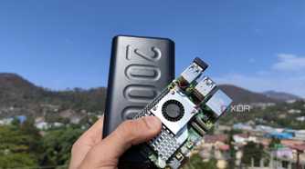 A Raspberry Pi 5 held together with a power bank