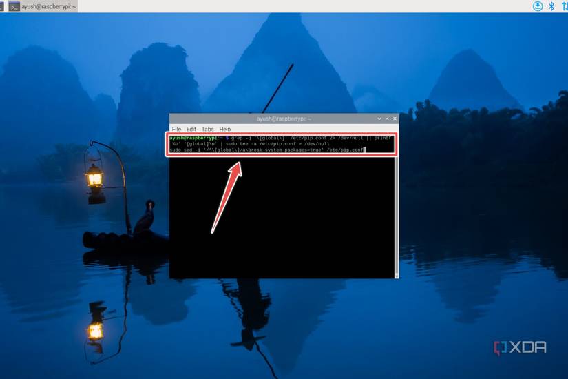 The command used to edit the pip.conf file