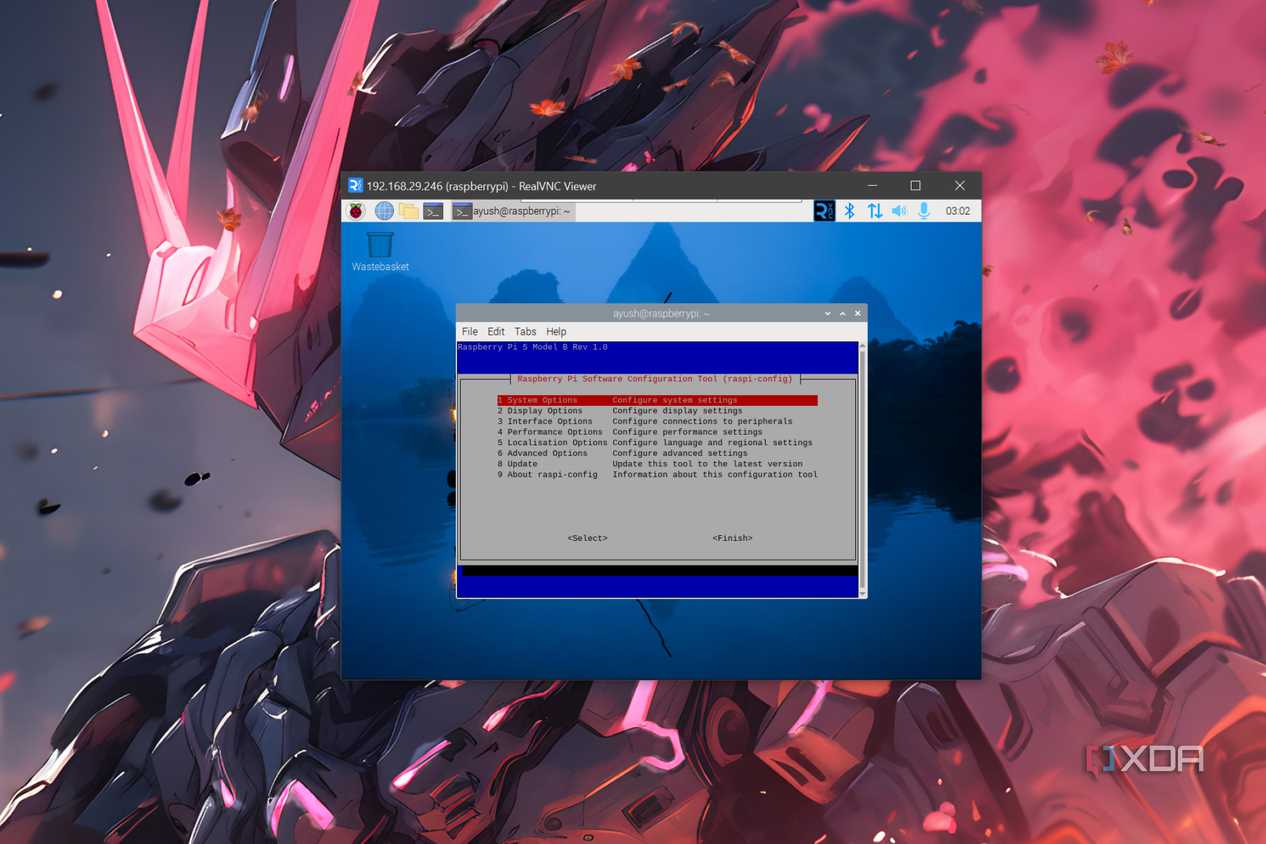 A PC running RealVNC Viewer
