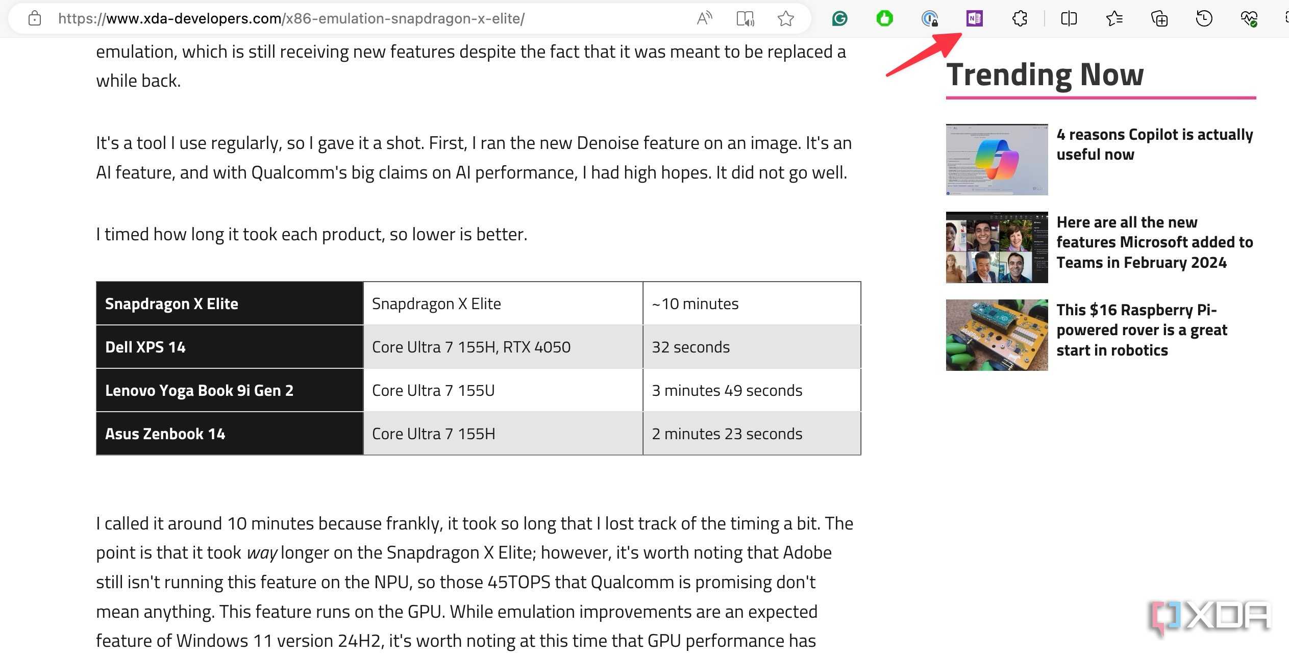 Check OneNote web clipper