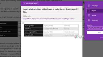 Clip an article region in OneNote