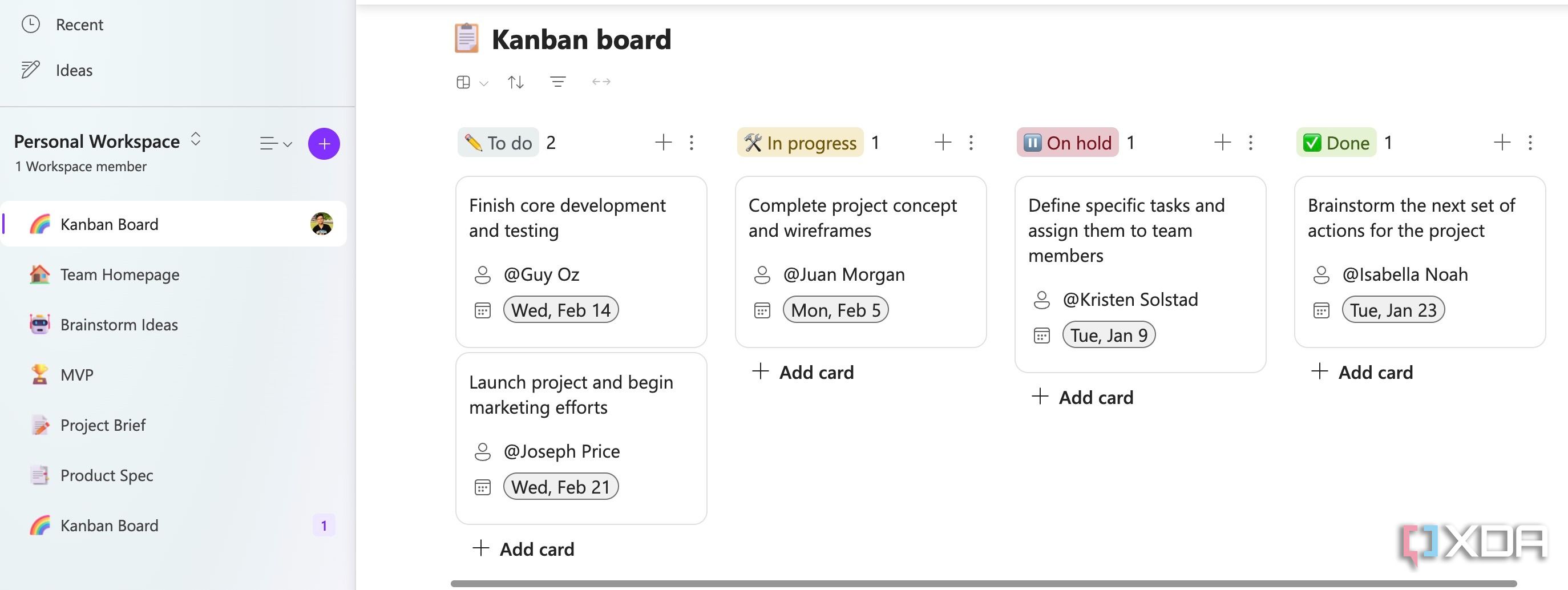 Kanban board in Microsoft Loop