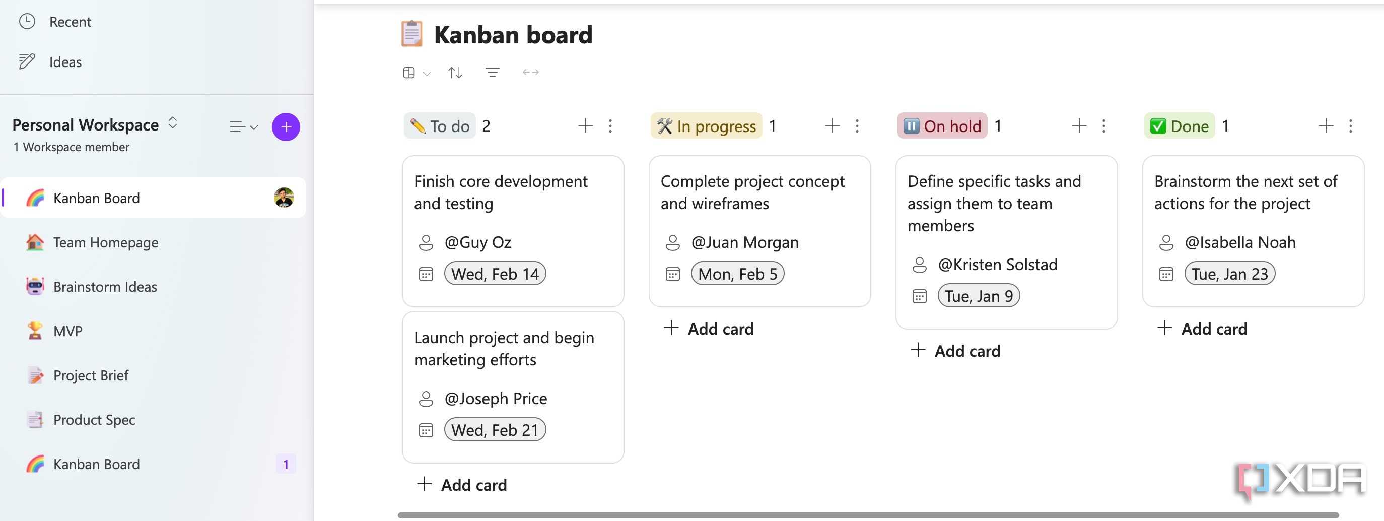 Kanban board in Microsoft Loop