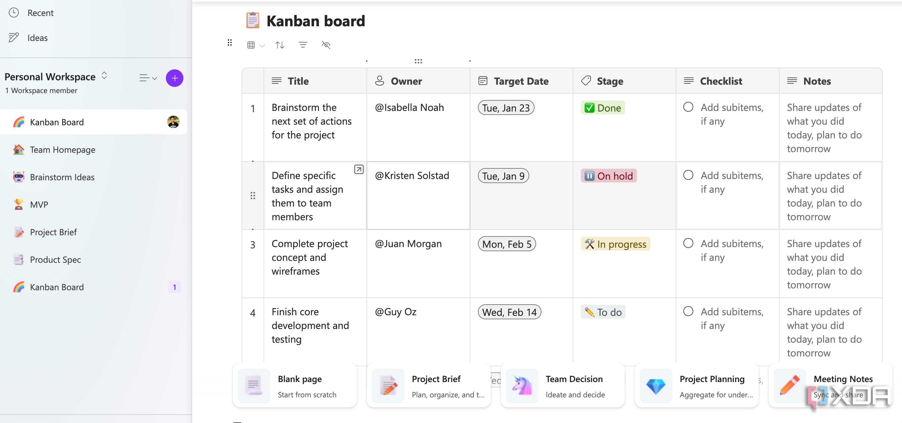 Kanban board in Microsoft Loop