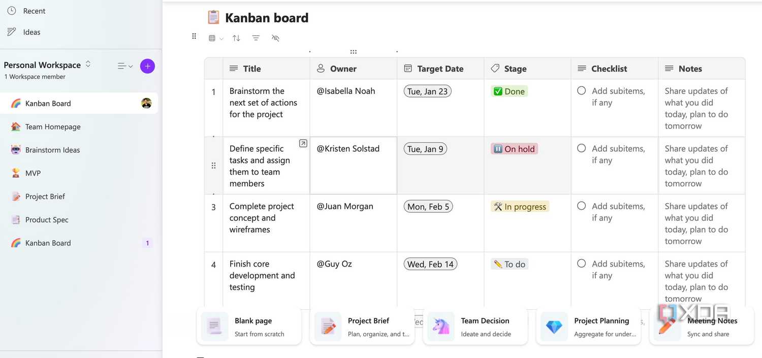 Kanban board in Microsoft Loop