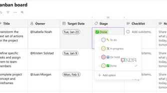 change kanban board view in Microsoft Loop