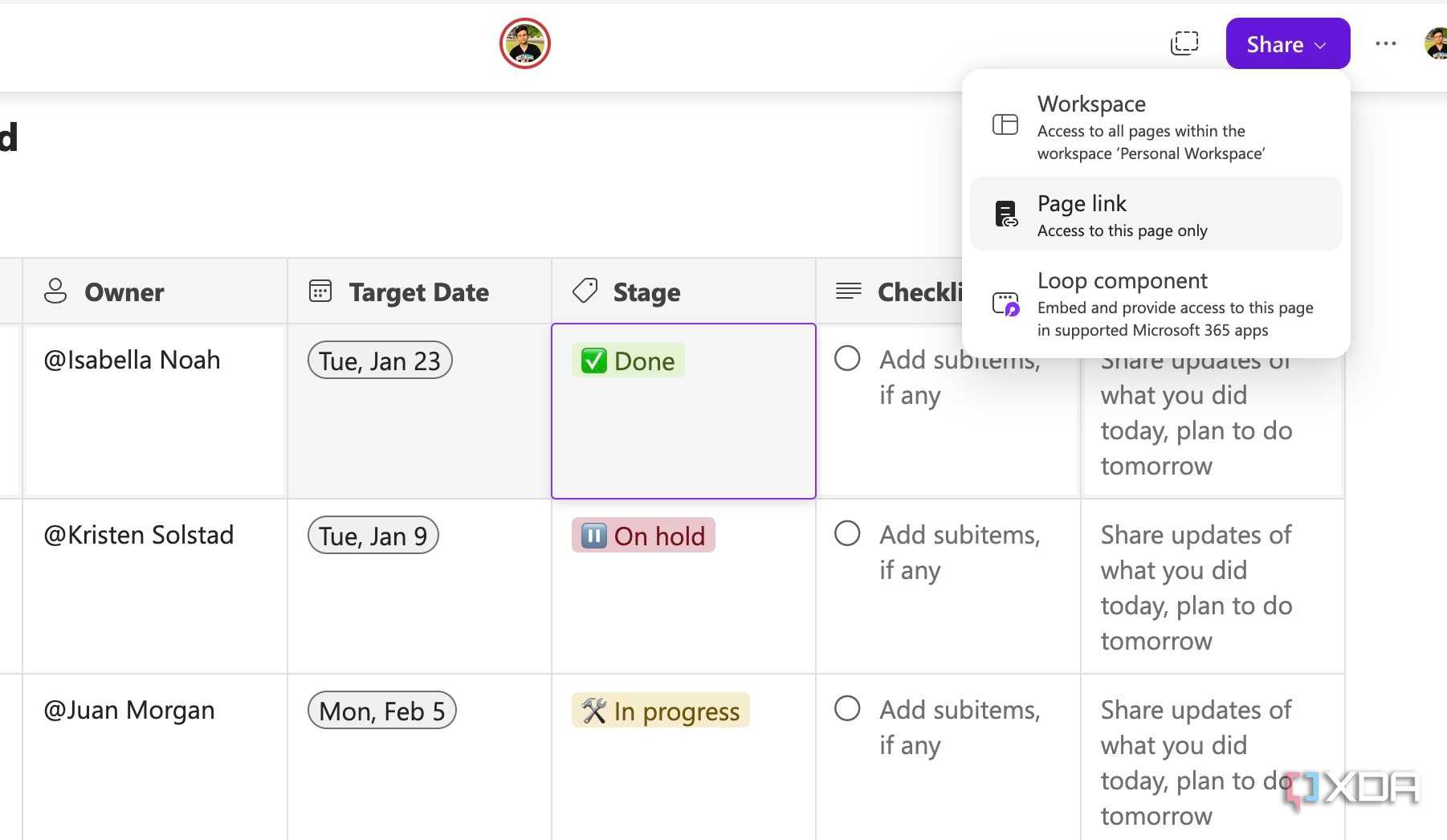 Share a Microsoft Loop page