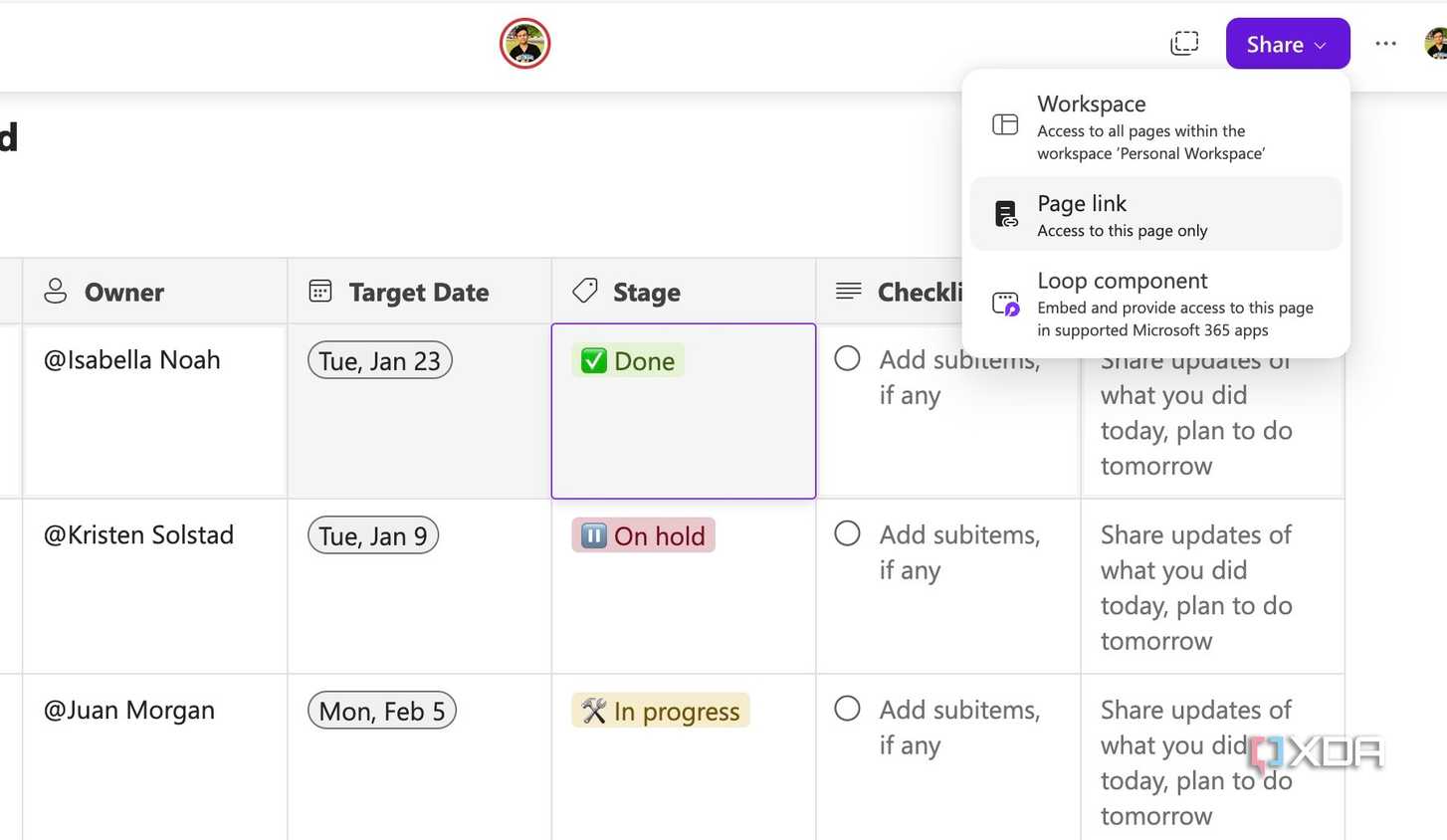 Share a Microsoft Loop page