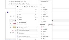 Text editing options in Microsoft Loop
