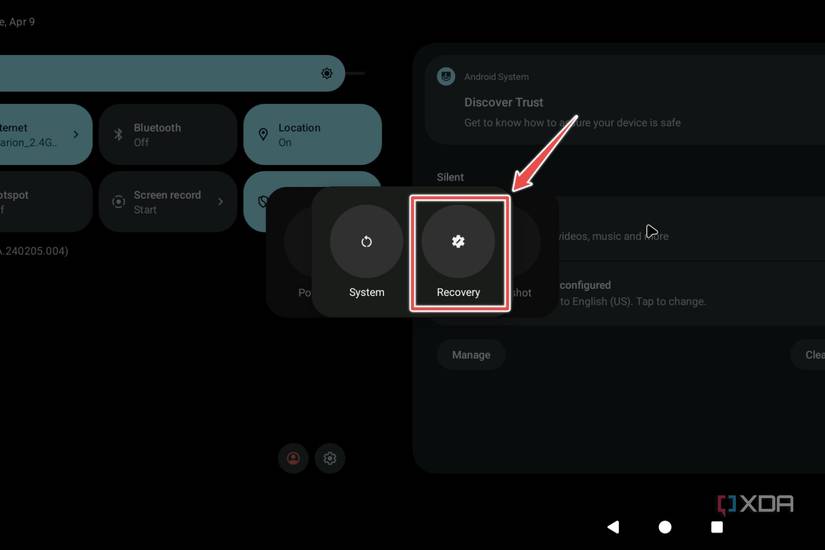 The procedure to enter the Recovery environment in LineageOS