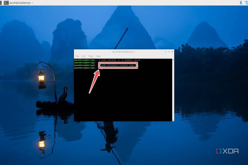 The terminal command to restart CUPS