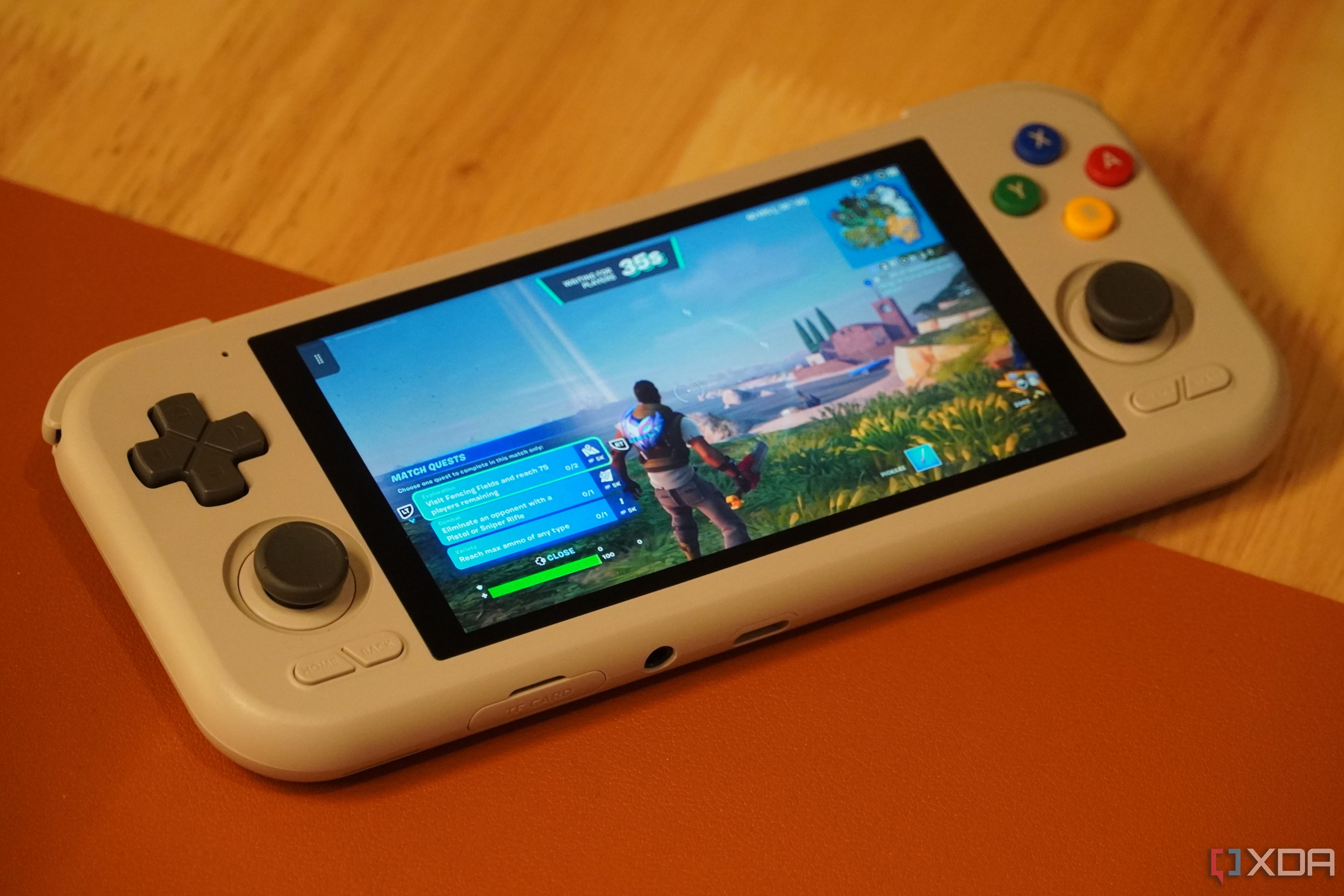 Fortnite running on a Retroid Pocket 4 using Xbox Cloud Gaming.