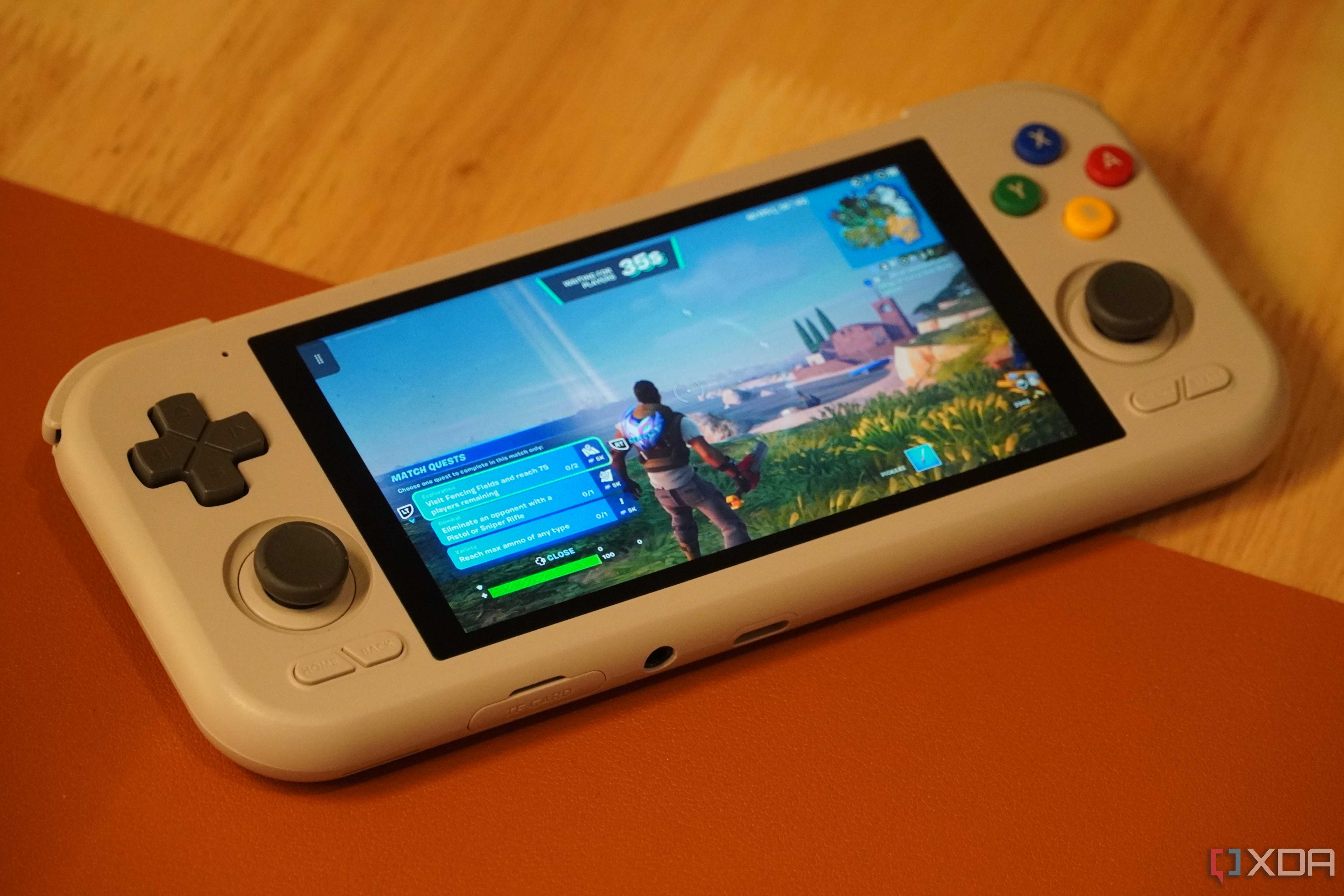 Fortnite running on a Retroid Pocket 4 using Xbox Cloud Gaming.