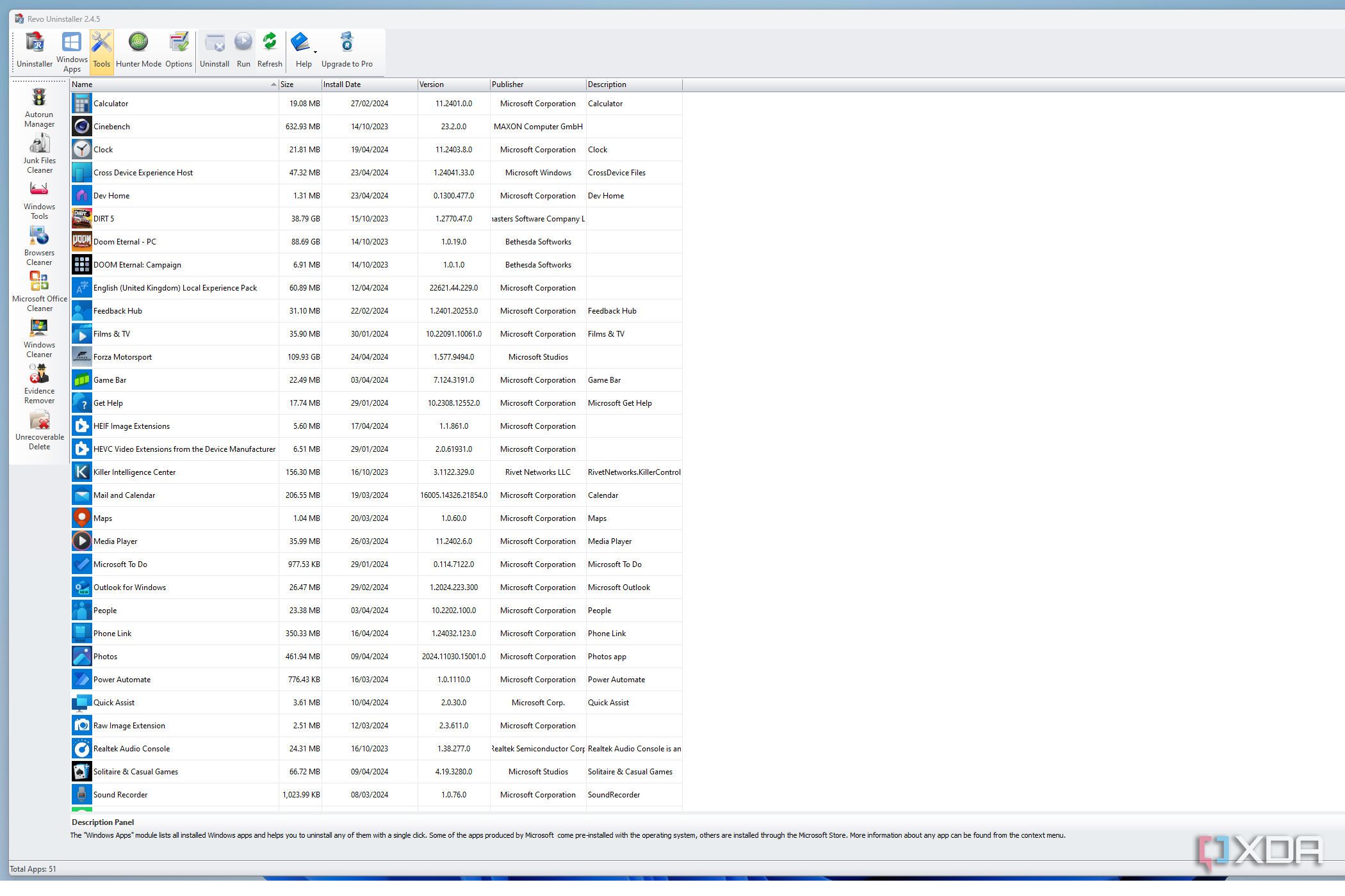 revo uninstaller tools tab