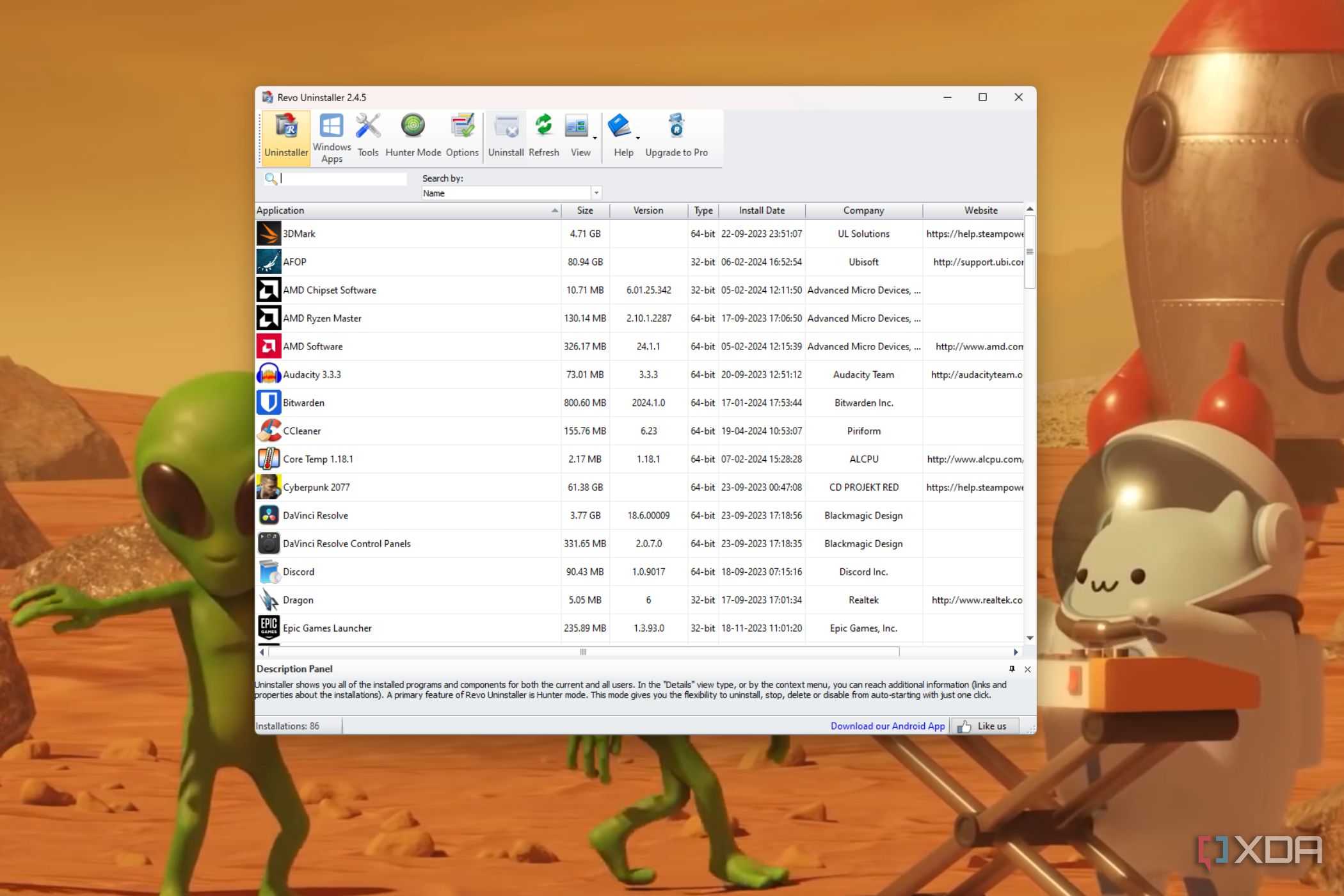 A screenshot showing the homepage of Revo Unsintaller.