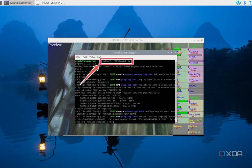 The Python3 command to run RPiCamGUI