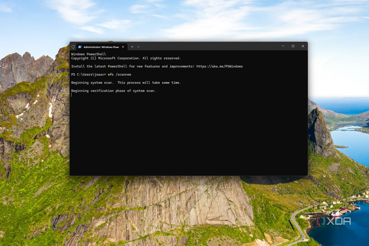 Screenshot of Windows Terminal running an SFC command