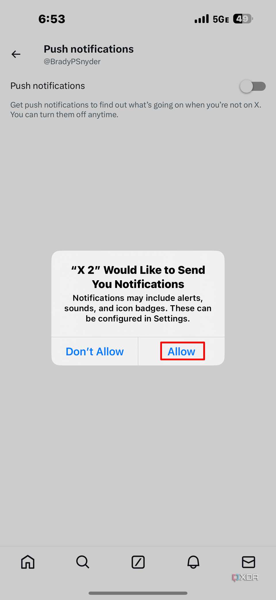 The Allow screenshots button.