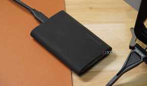The Samsung T9 Portable SSD on a desk.
