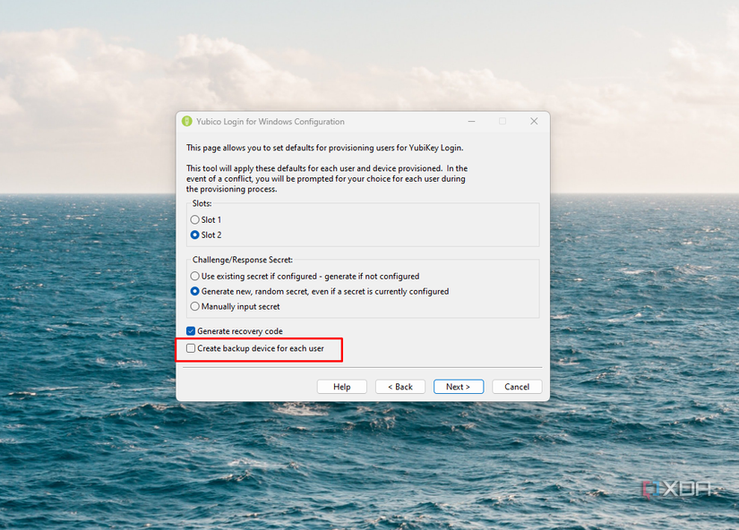 Screenshot of the Yubikey Login configuration window.