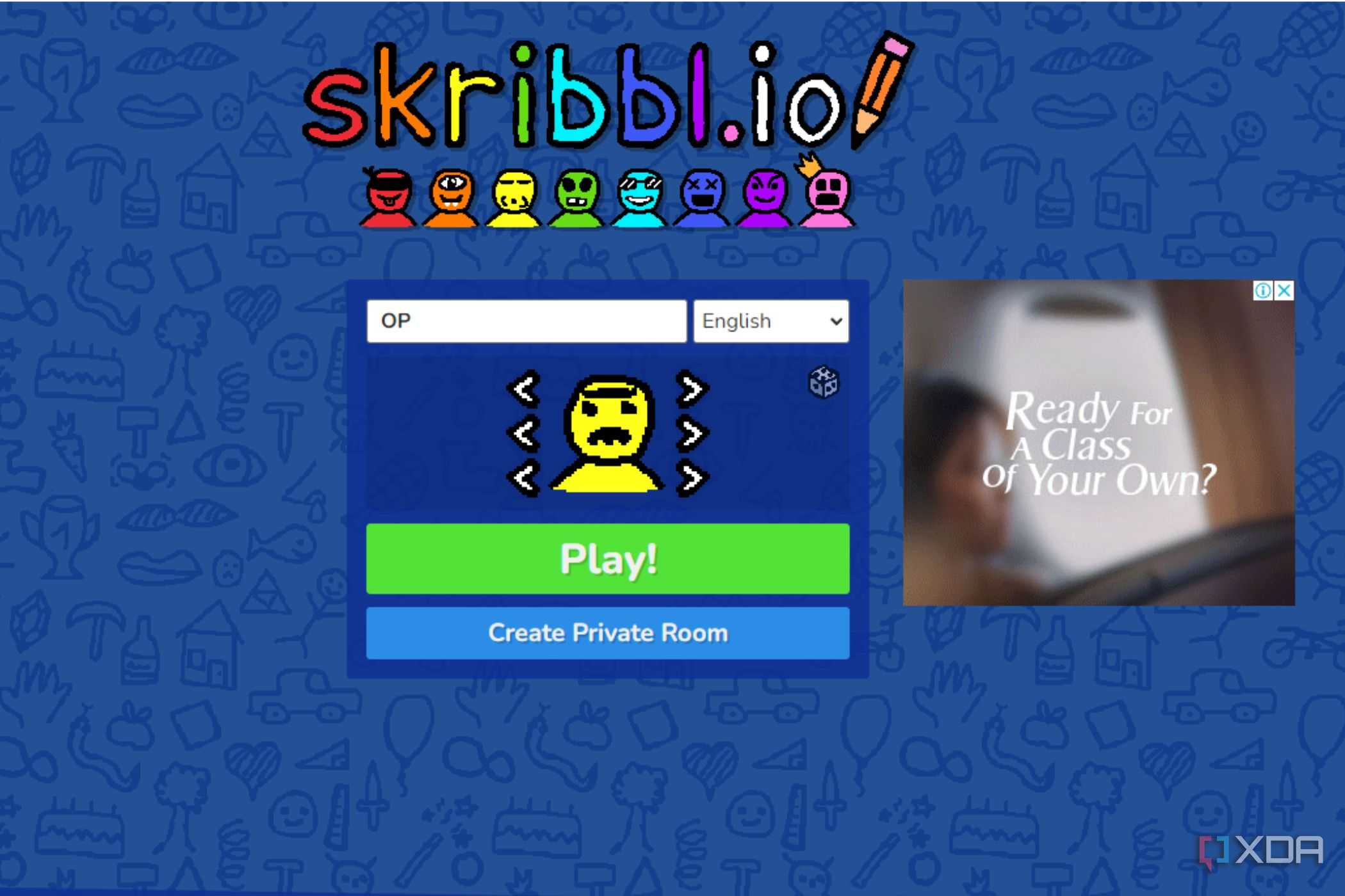 A screenshot showing the Scribbl.io main page.