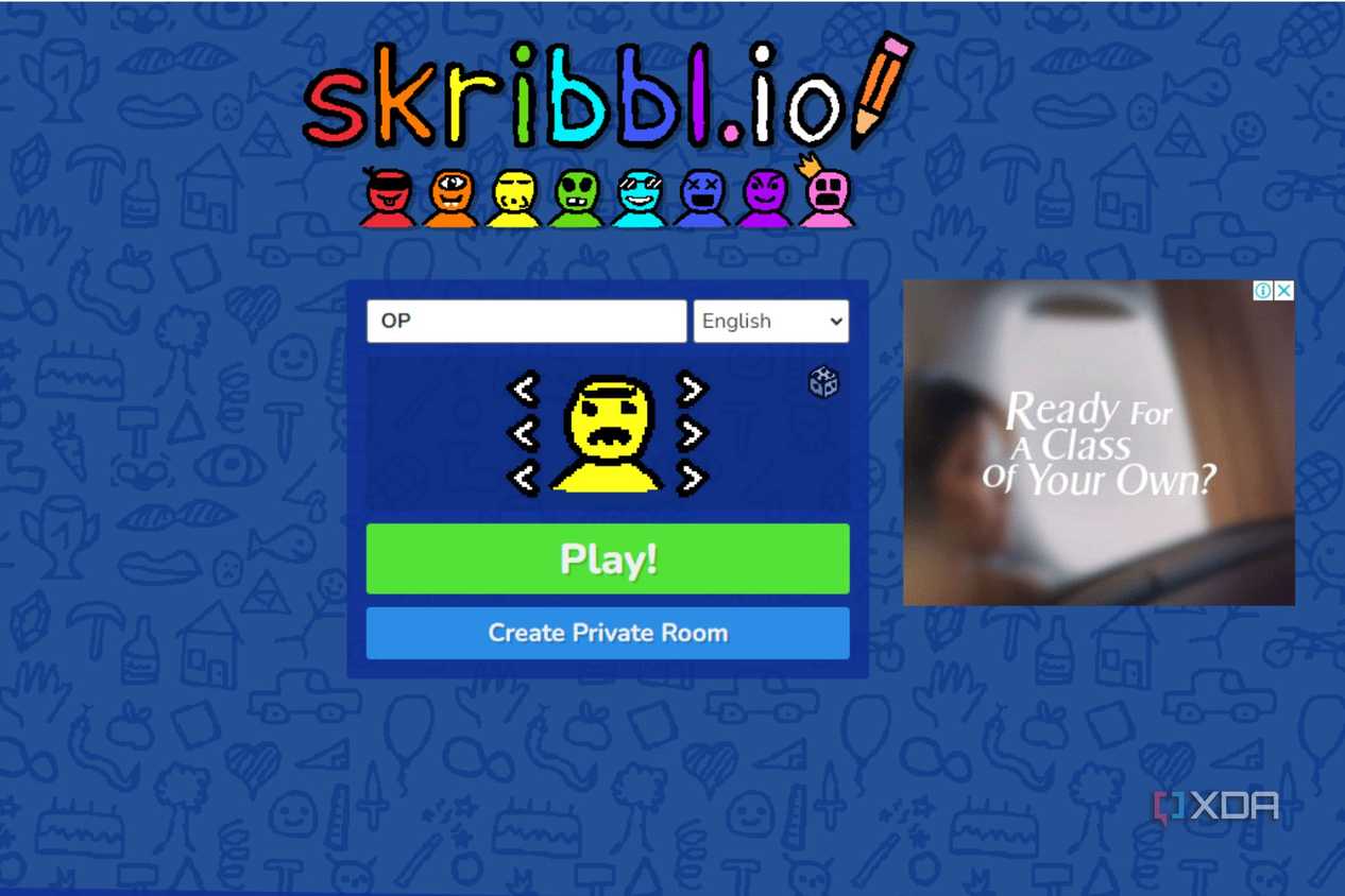 A screenshot showing the Scribbl.io main page.