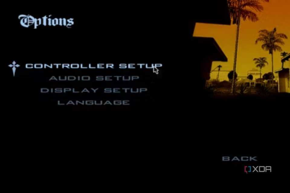 A screenshot showing the settings menu in GTA San Andreas showing the controller options.