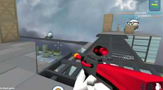 A screenshot showing the Shell Shockers gameplay screen.