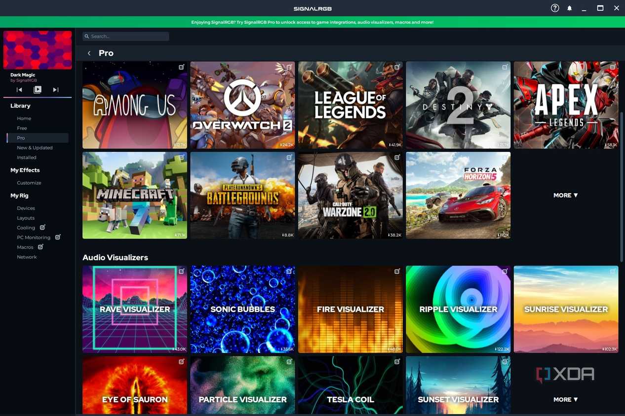 Screenshot of SignalRGB Pro effects