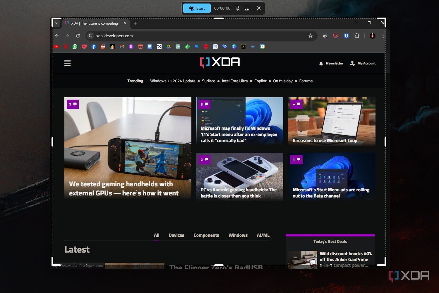 Windows 11 Snipping Tool new recording feature with audio and video.