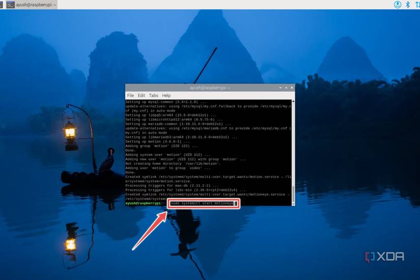 The command to launch the MotionEye service