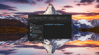 Screenshot of Windows 11 File Explorer with the Options dialog in dark mode
