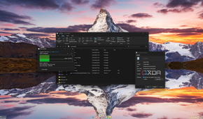 Screenshot of File Explorer with a transfer dialog and a properties window open with dark mode enabled