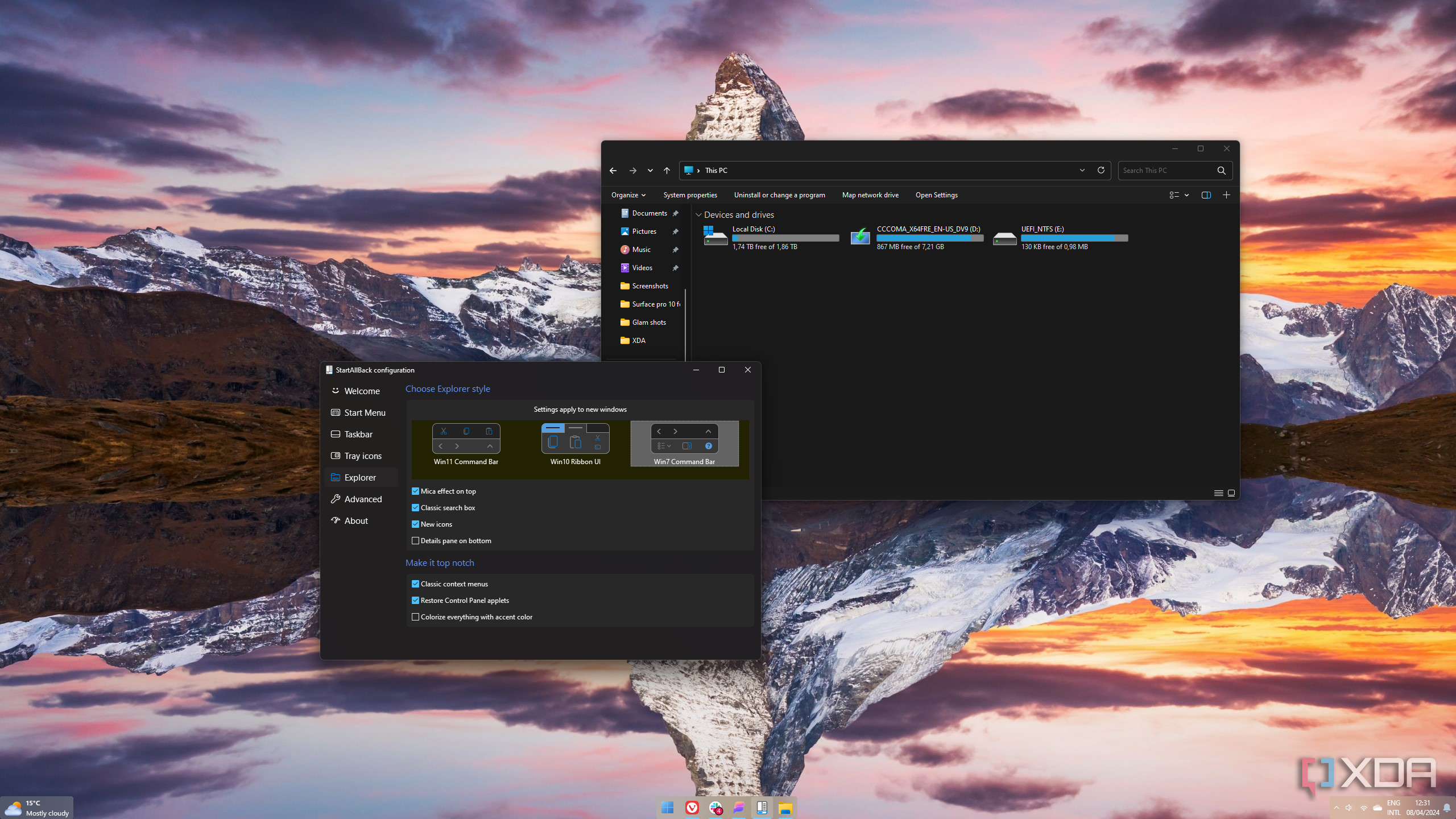 Screenshot of Windows 11 File Explorer wioth a Windows 7-style command bar