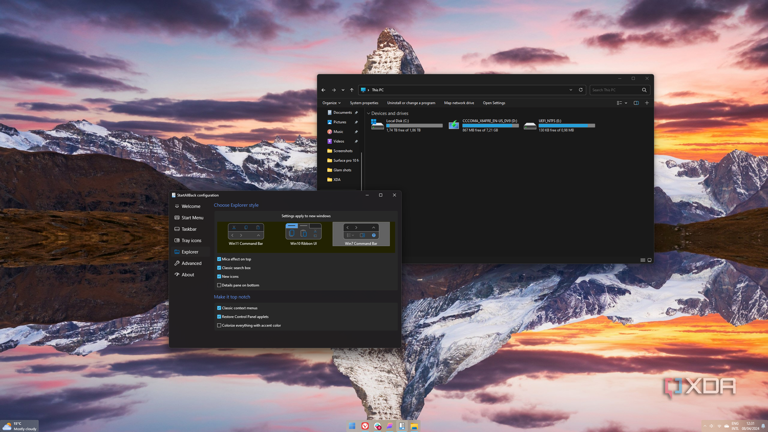Screenshot of Windows 11 File Explorer wioth a Windows 7-style command bar